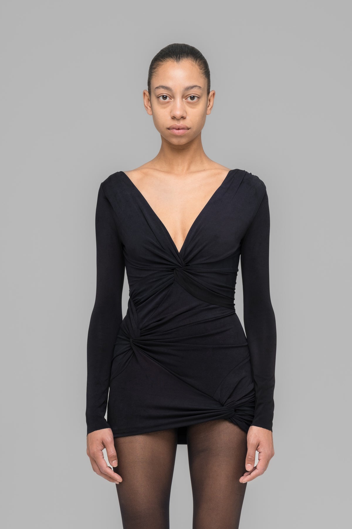 DRAPED "SWAN" MINI DRESS