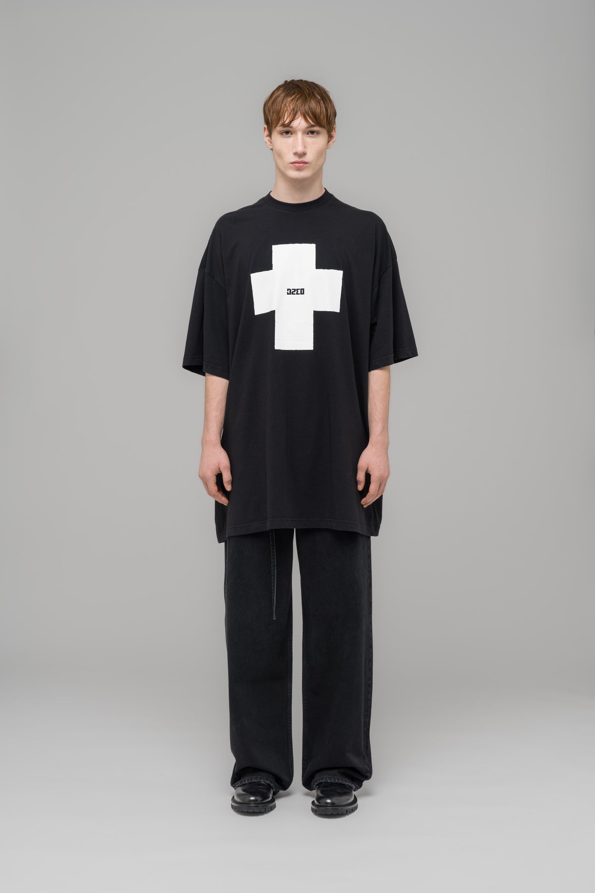 "POINT ZERO" OVERSIZED T-SHIRT WASHED BLACK