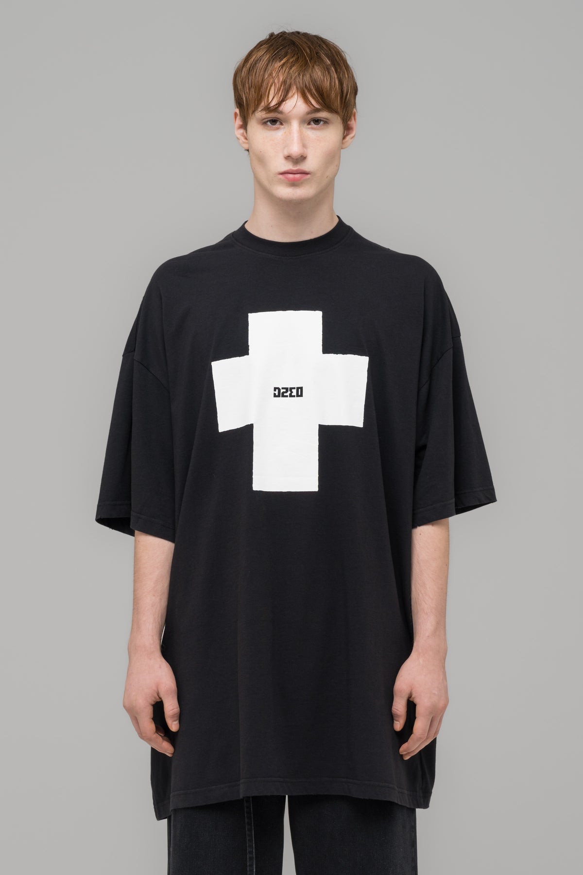 "POINT ZERO" OVERSIZED T-SHIRT WASHED BLACK