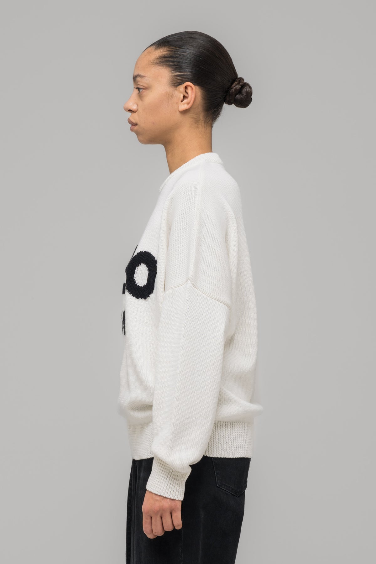 "SELFIE" SWEATER WHITE/BLACK
