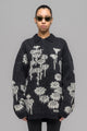 "MELTING DAISIES" KNIT LS POLO SHIRT
