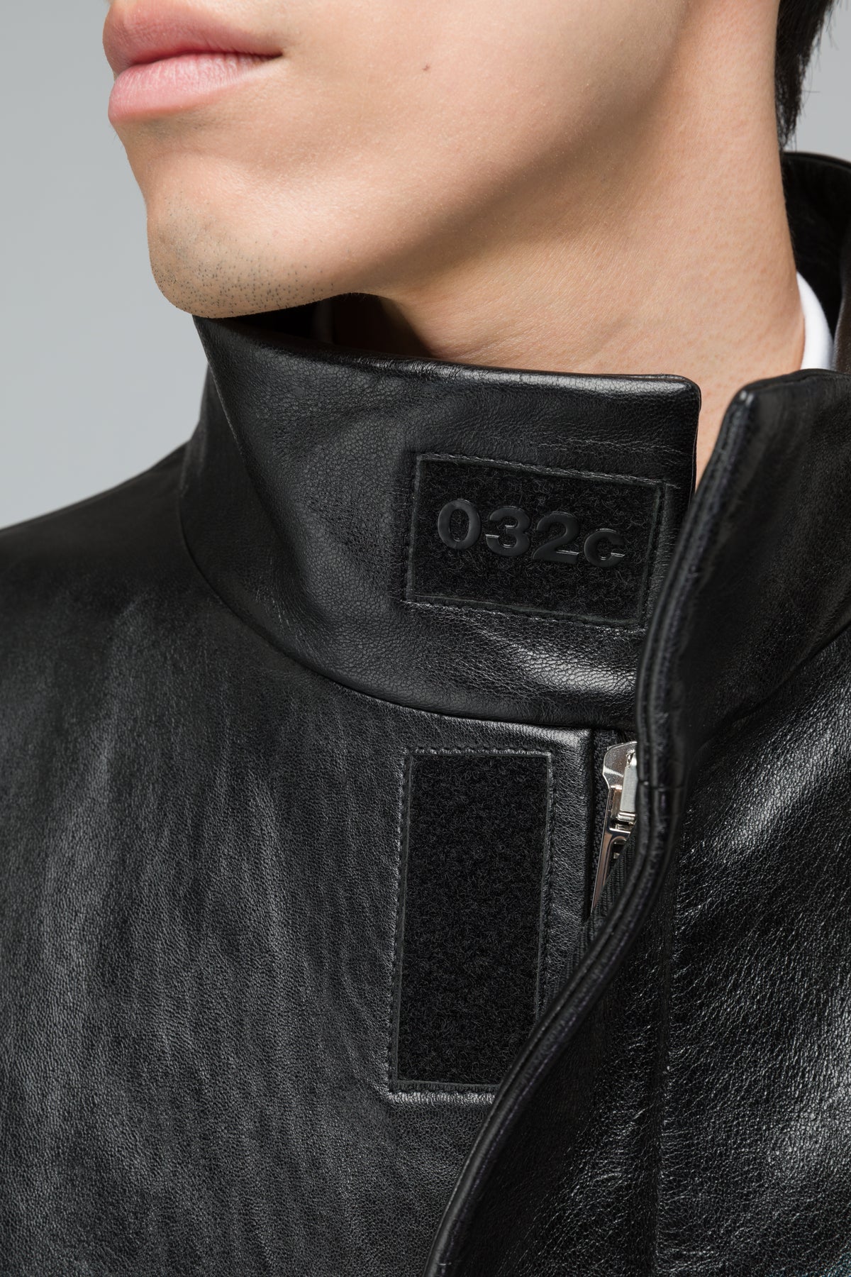 ''OFFICERS''  Leather Jacket Black