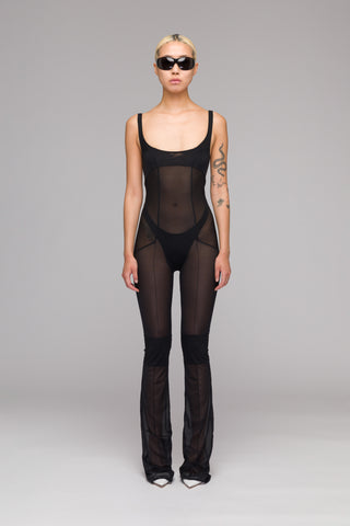 'SLINK' PANELED EVENING CATSUIT