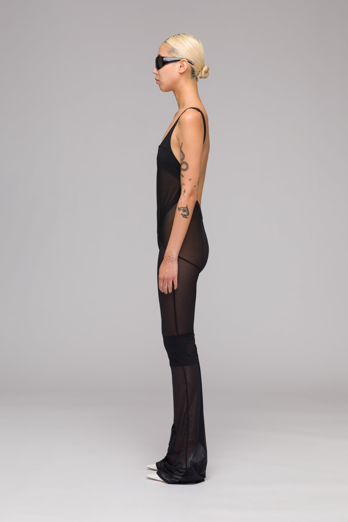 'SLINK' PANELED EVENING CATSUIT